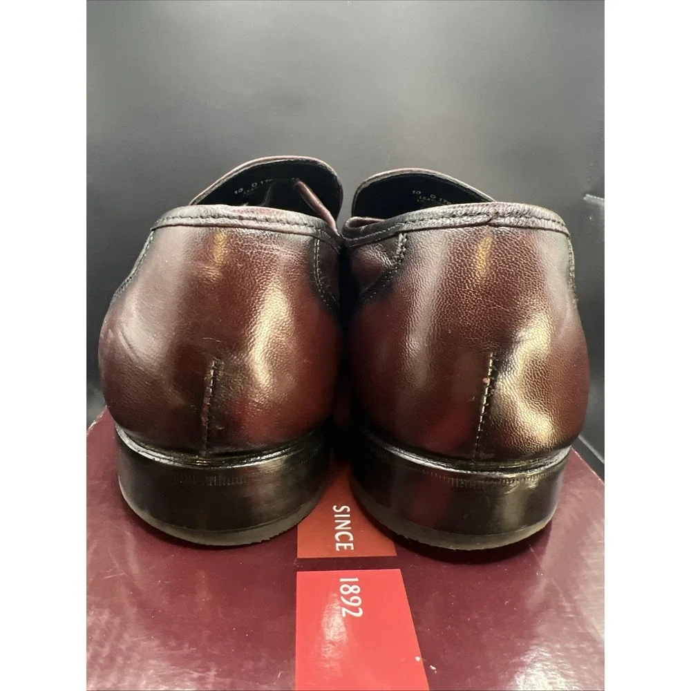 Florsheim Como Strap Loafers Shoes Mens 10 D Black Cherry 17089-18 Leather & Box